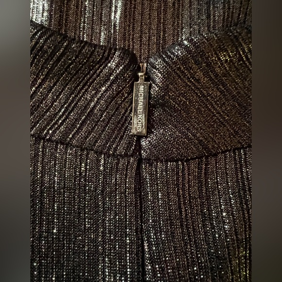 Michael Kors Stretch Metallic Flatter Sleeves Neck Details Dress - Picture 11 of 13